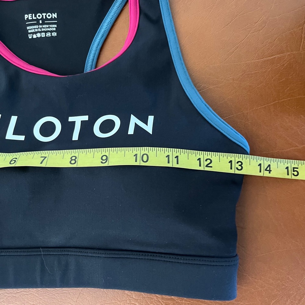 Peloton Padded Sports Bra Black Pink Blue Racerback Size Small - Picture 7 of 8